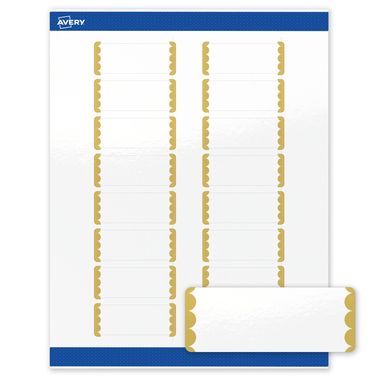Avery® Printable Rectangle Labels with Sure Feed® Technology, Gold Dots Edge Design, 1" x 2-5/8", Glossy White Permanent Labels, Laser/Inkjet, 160 Total, Great for Address Labels